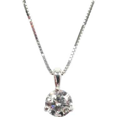 Diamond .70 Carat Solitaire Necklace 14k White Go… - image 1