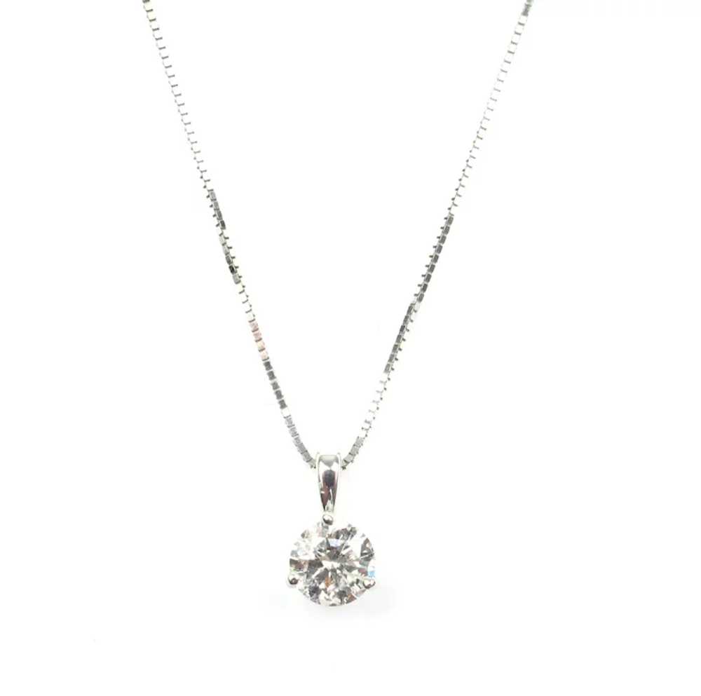 Diamond .70 Carat Solitaire Necklace 14k White Go… - image 2