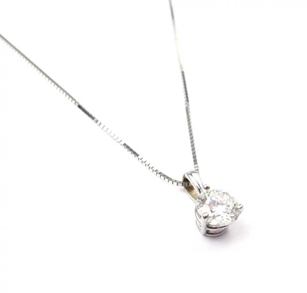 Diamond .70 Carat Solitaire Necklace 14k White Go… - image 6