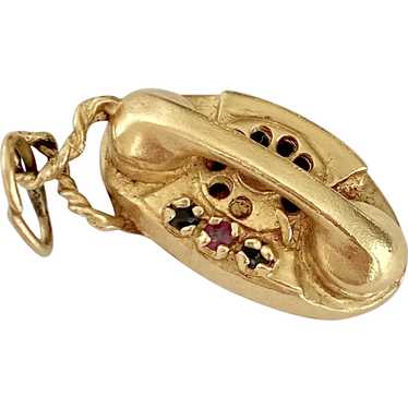 Jeweled Princess Telephone Vintage Charm 14K Gold… - image 1