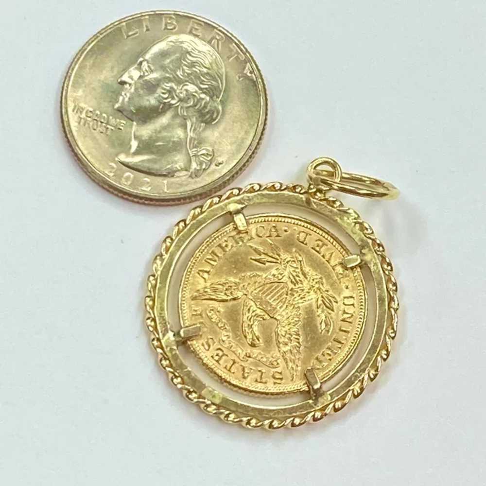1899 US Gold $5 Half Eagle Coin Pendant in 18K Go… - image 2