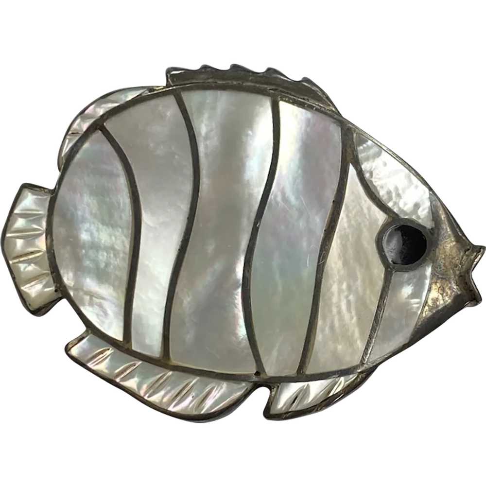 Shimmery FISH Vintage Brooch Pin Sterling Silver … - image 1