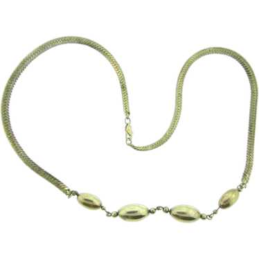 Vintage silver tone link Necklace with large oval… - image 1