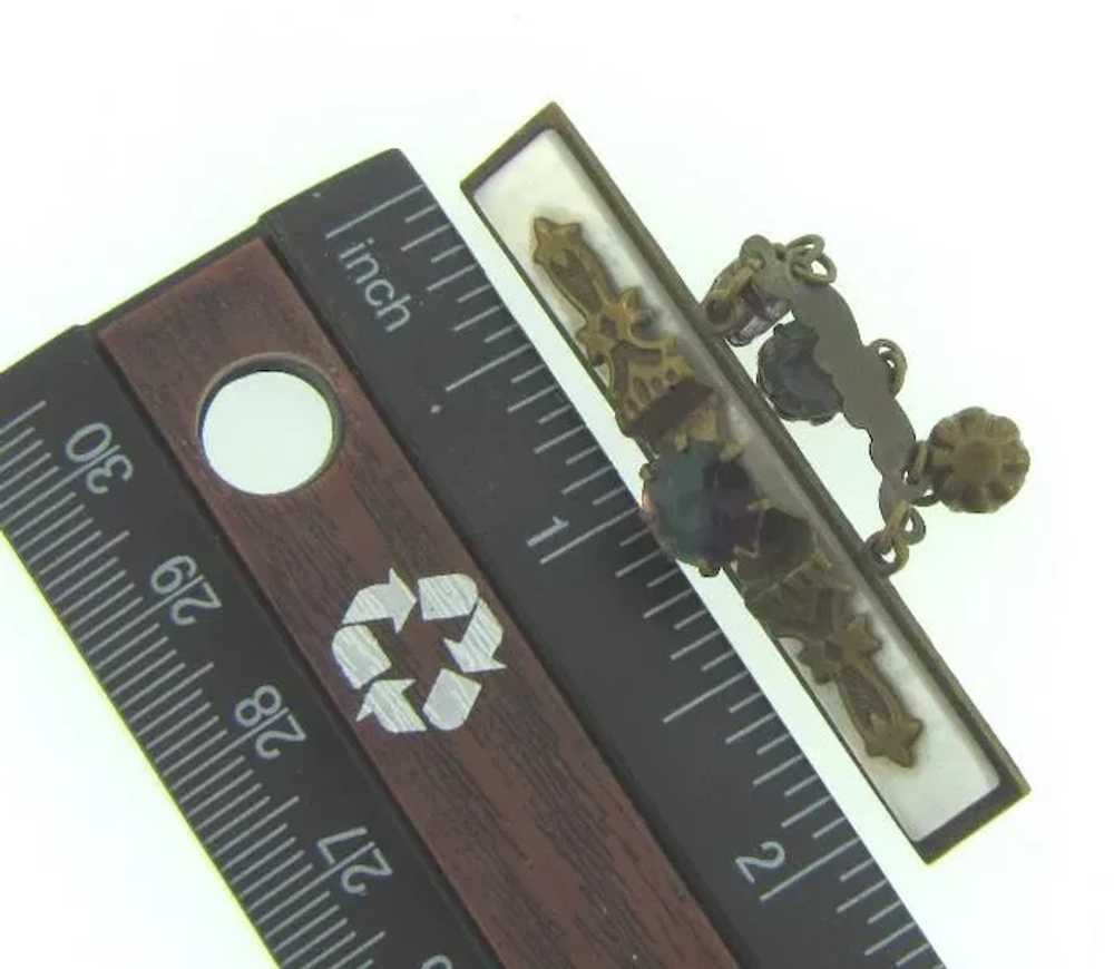 Edwardian Bar Pin with Mother of Pearl and rainbo… - image 4