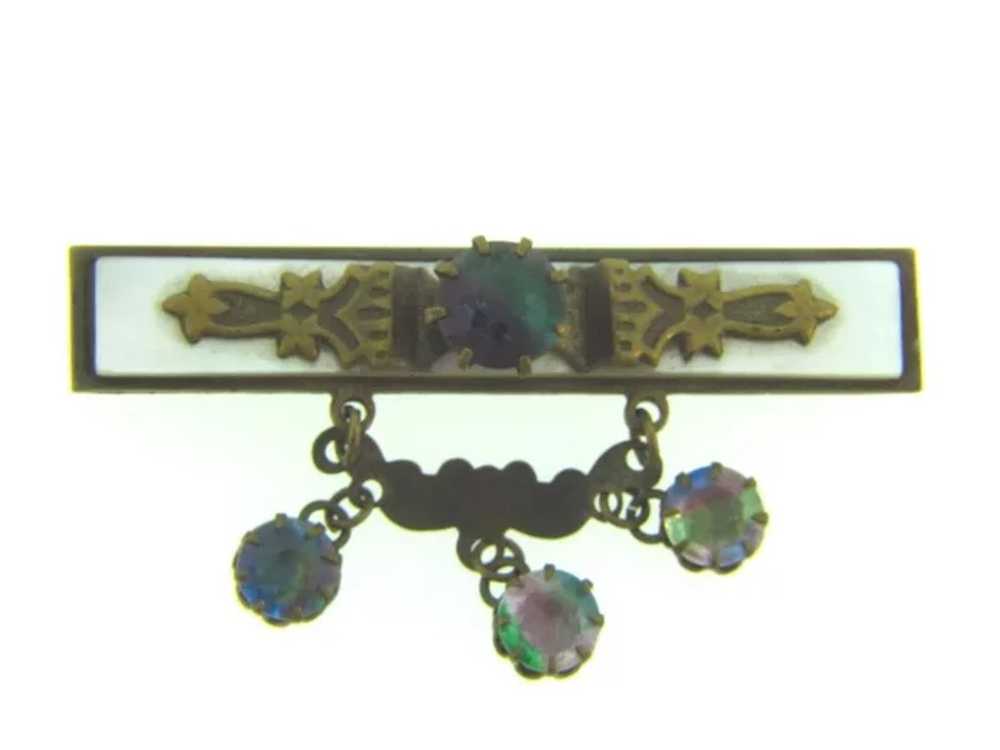 Edwardian Bar Pin with Mother of Pearl and rainbo… - image 5