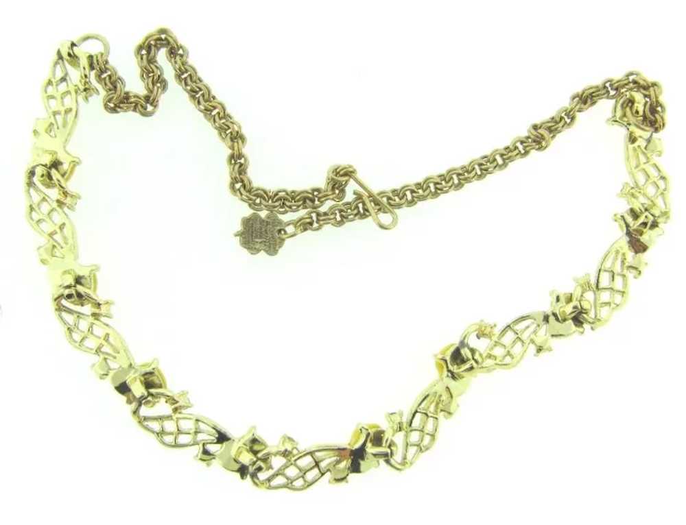 Vintage 1950's choker link Necklace with yellow t… - image 2