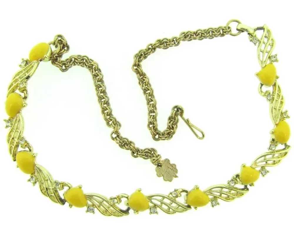 Vintage 1950's choker link Necklace with yellow t… - image 5