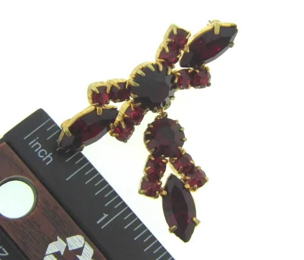 Vintage red rhinestone two part Brooch - image 3