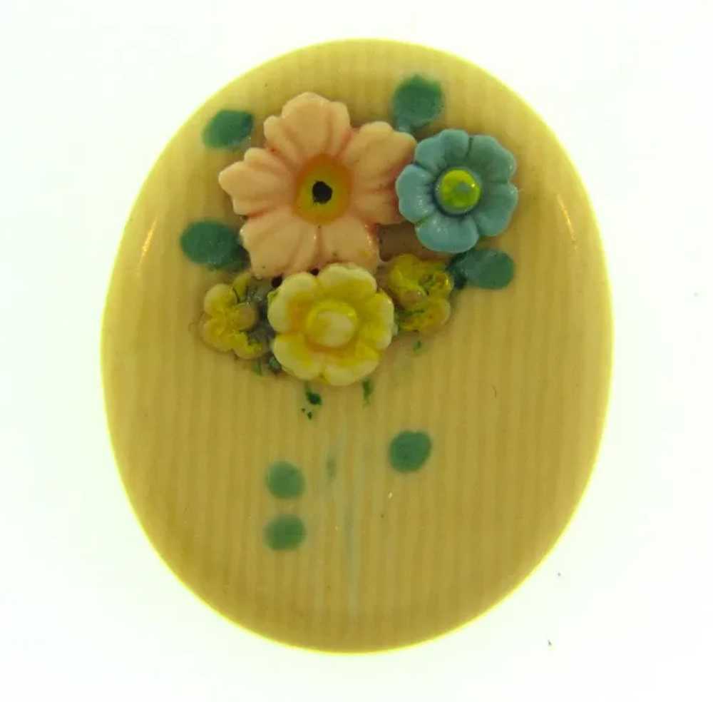Vintage small celluloid floral Scatter Pin - image 4