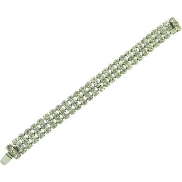 Vintage three strand crystal rhinestone Bracelet - image 1