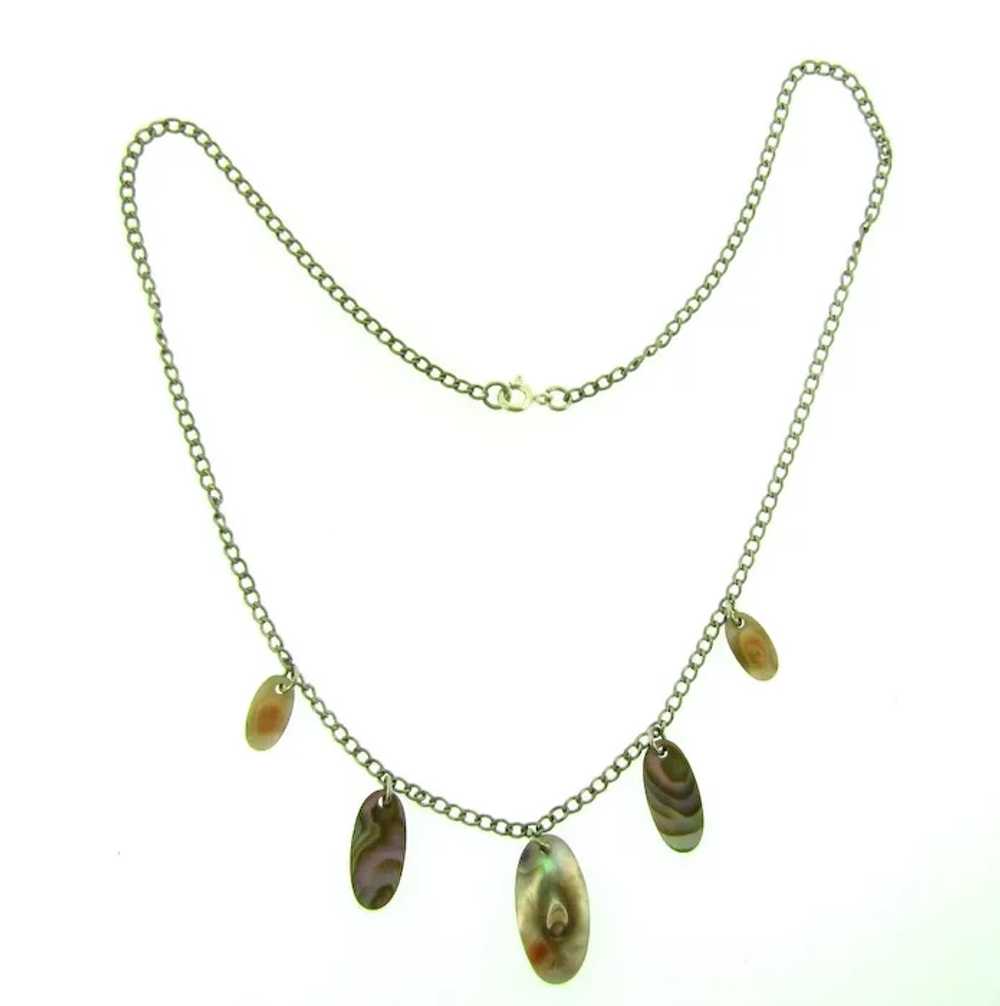 Vintage silver tone chain Necklace with blister p… - image 5