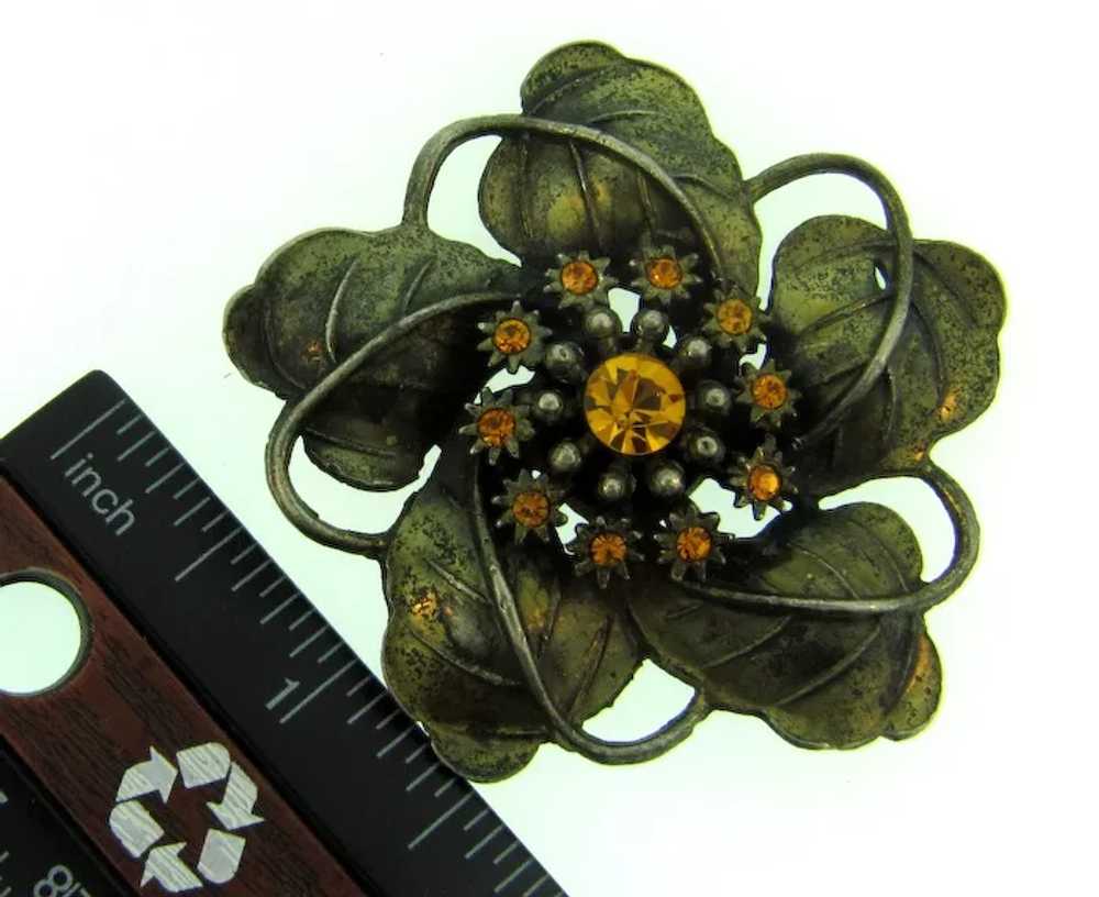 Signed Little Nemo large flower Brooch with topaz… - image 3