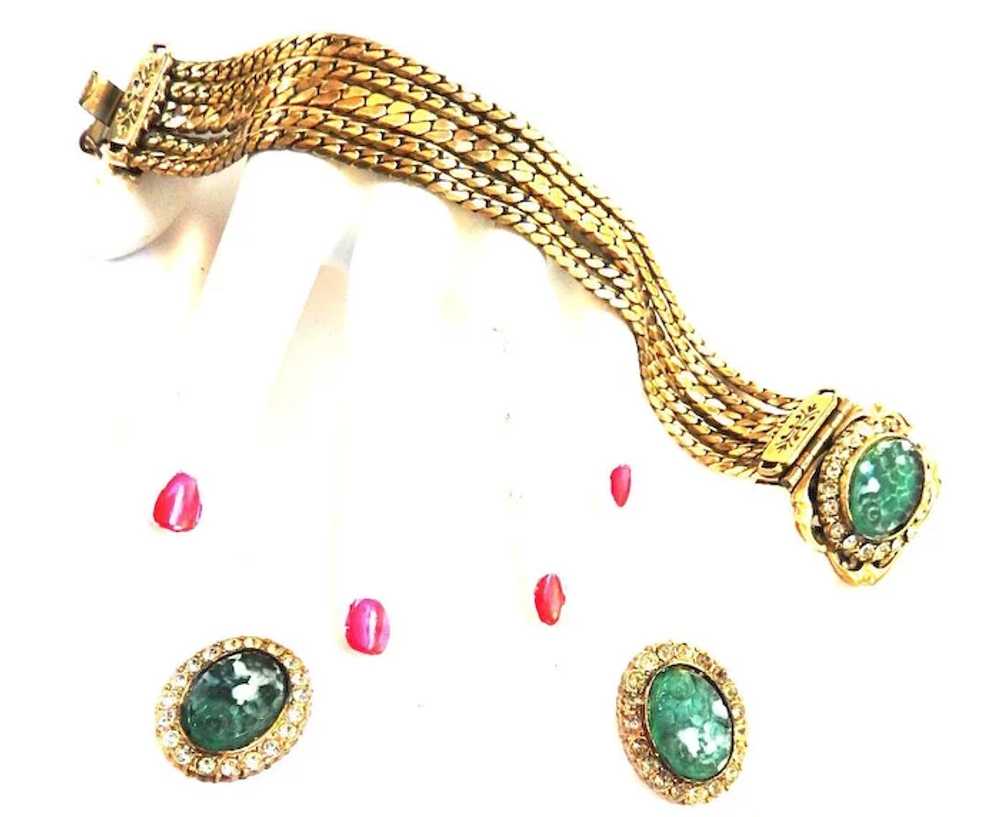 Vintage   Art Glass Pressed Glass Necklace Bracel… - image 2
