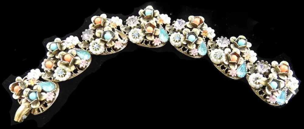 Faux Pearl and Rhinestone 1950s Necklace Bracelet… - image 2