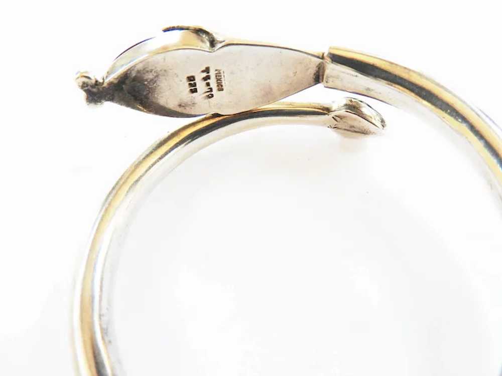 Fabulous Onyx Sterling Silver Cobra Bracelet 1940s - image 3