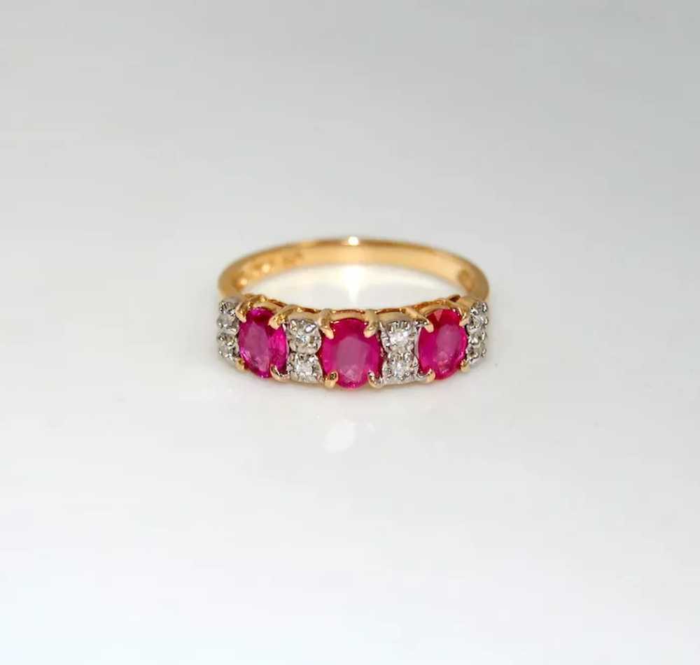 Burmese Ruby and Diamond 14K Gold Eternity Ring B… - image 2