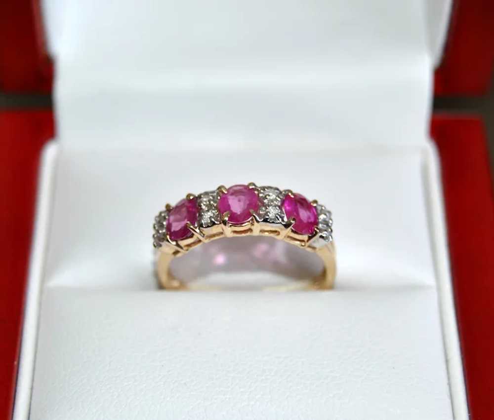 Burmese Ruby and Diamond 14K Gold Eternity Ring B… - image 4