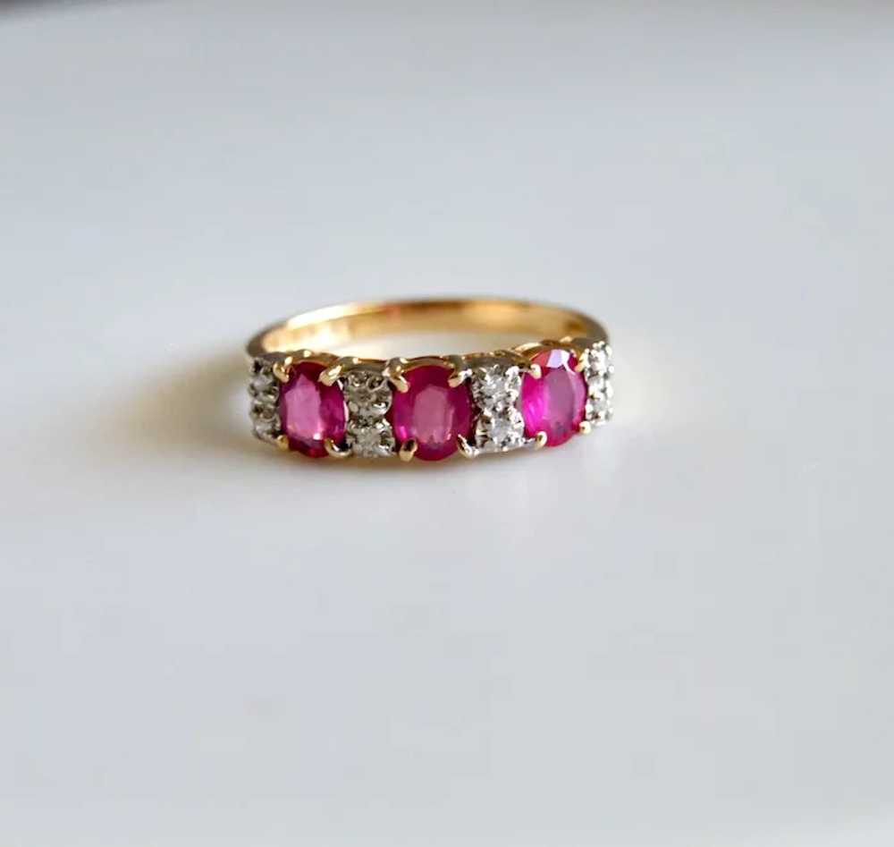 Burmese Ruby and Diamond 14K Gold Eternity Ring B… - image 5