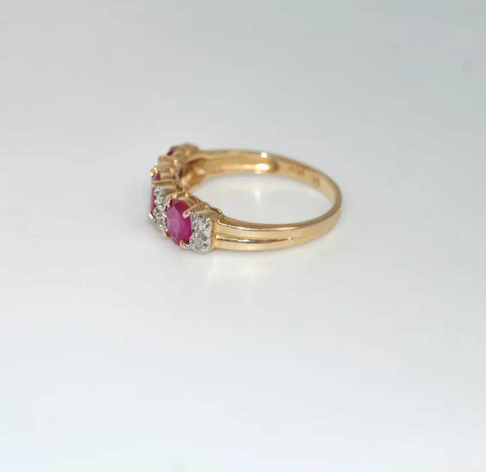 Burmese Ruby and Diamond 14K Gold Eternity Ring B… - image 6