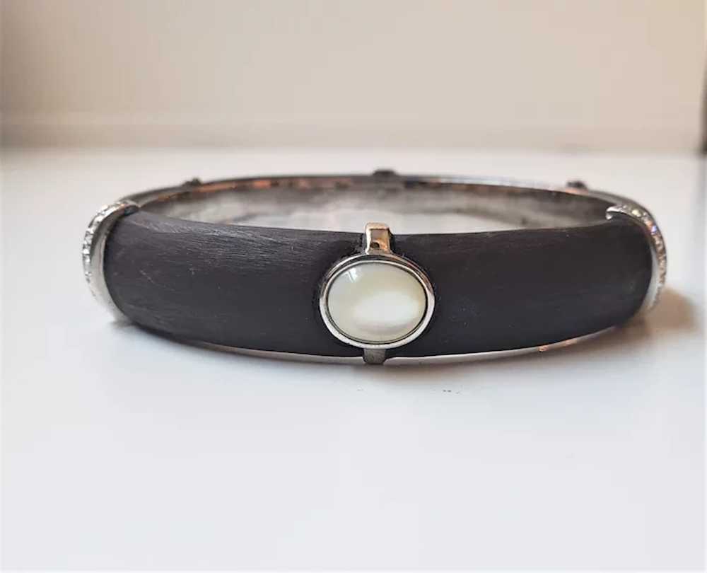 Vintage Sterling Silver Mother Of Pearl And Rhine… - image 4