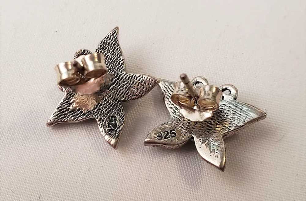 Vintage Sterling Silver Marcasite Butterfly Earri… - image 4