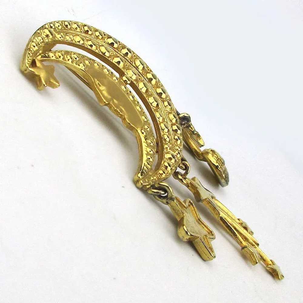 Woman in the Moon Goldtone Pin Brooch w/ Cosmic C… - image 2
