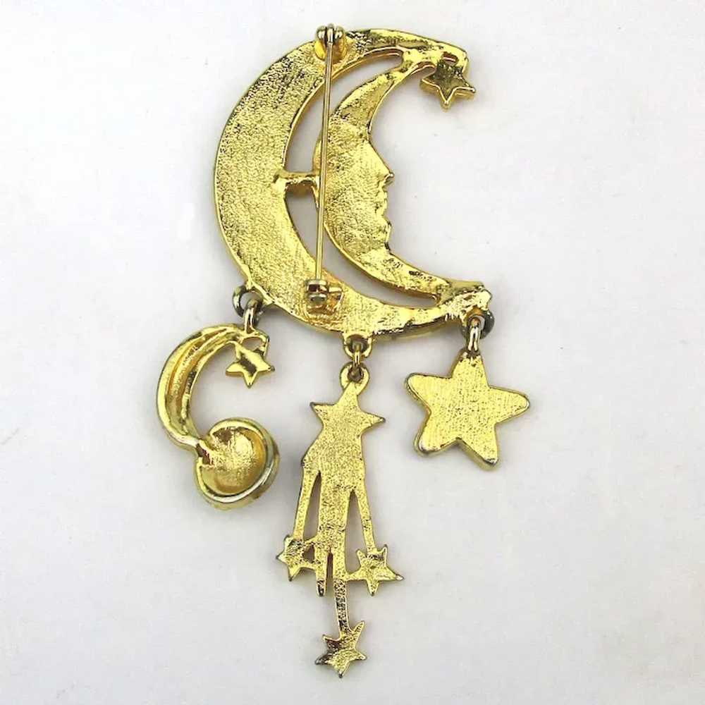 Woman in the Moon Goldtone Pin Brooch w/ Cosmic C… - image 3