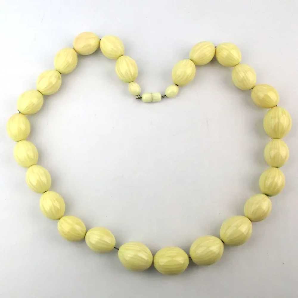 Vintage Celluloid French Ivory Necklace Big Cream… - image 2