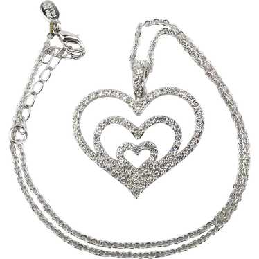 Nolan Miller Crystal Rhinestone HEART Necklace - image 1