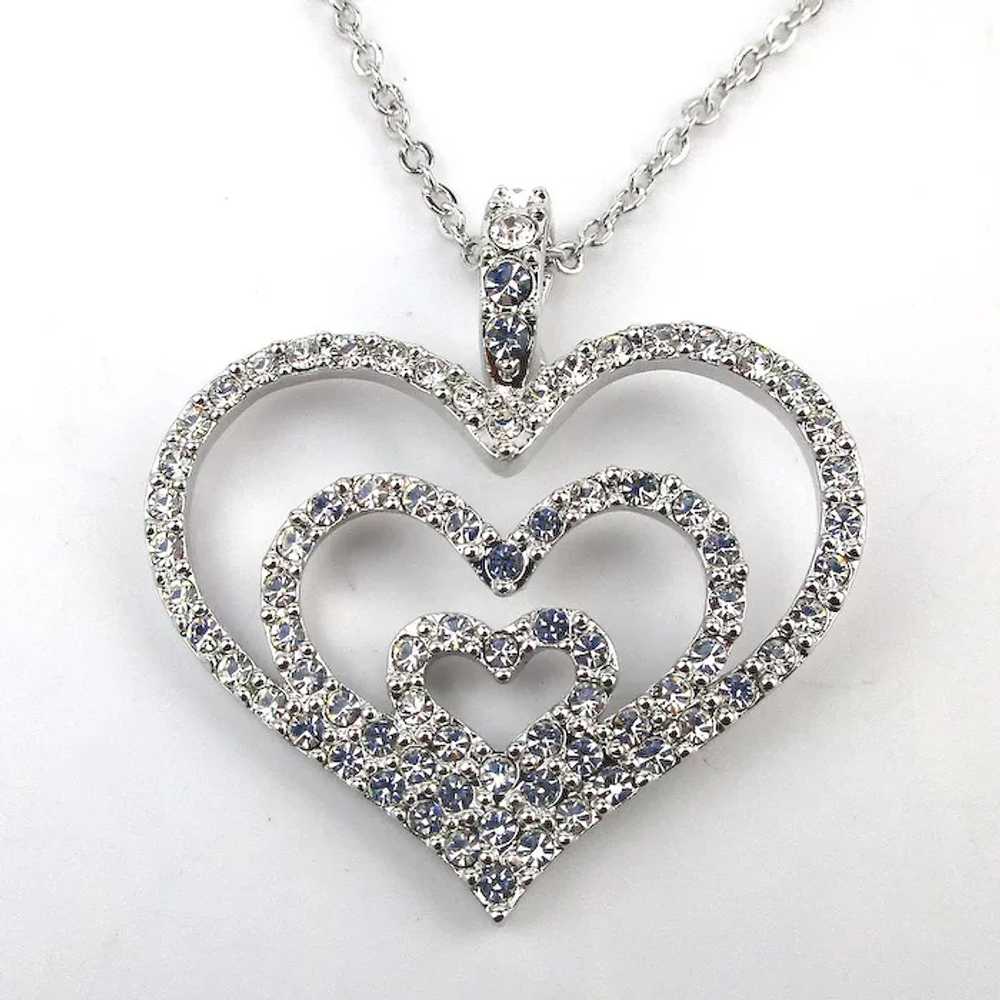 Nolan Miller Crystal Rhinestone HEART Necklace - image 2