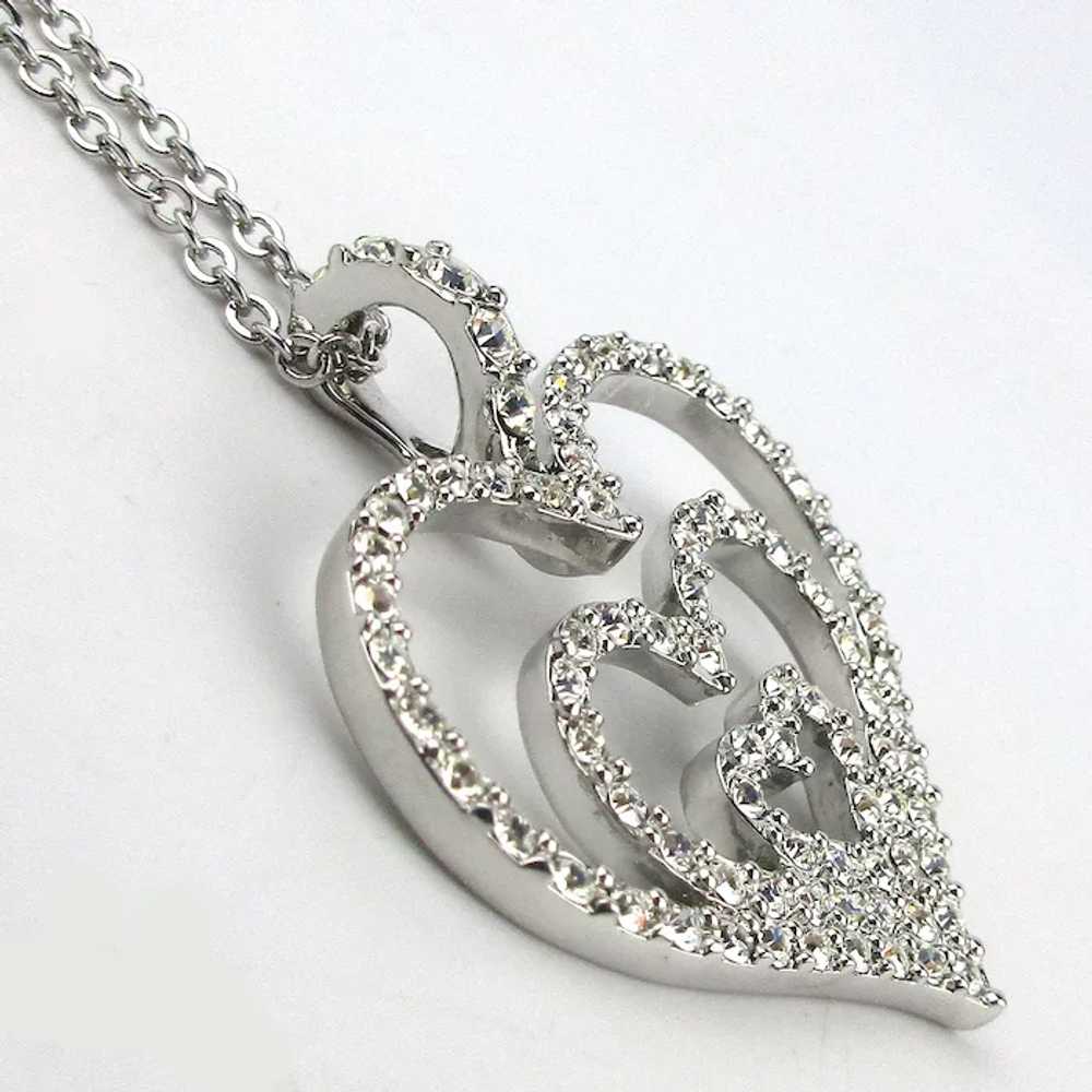 Nolan Miller Crystal Rhinestone HEART Necklace - image 4