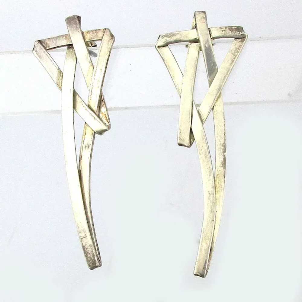 Mexican Sterling Silver Set Pin Pendant Earrings … - image 3