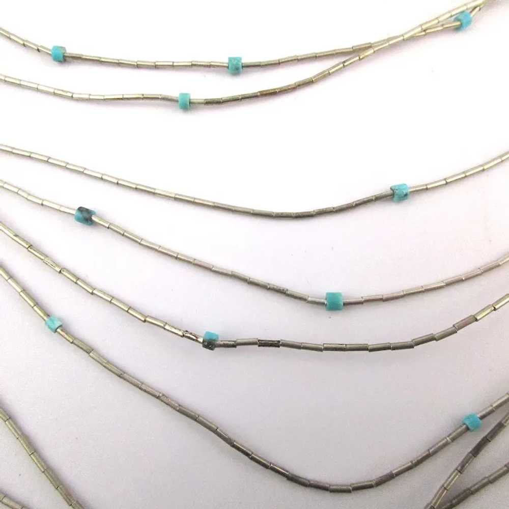 Navajo 10 Strand Sterling Silver Liquid Bead Necklace Gem 1235