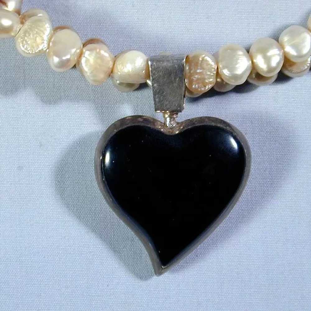 Baroque Pearls & Sterling Silver Flip-Over Heart … - image 5
