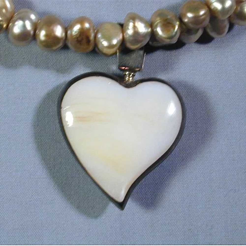 Baroque Pearls & Sterling Silver Flip-Over Heart … - image 6