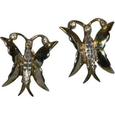 Exceptional Sterling Vermeil Glass Butterfly Earri