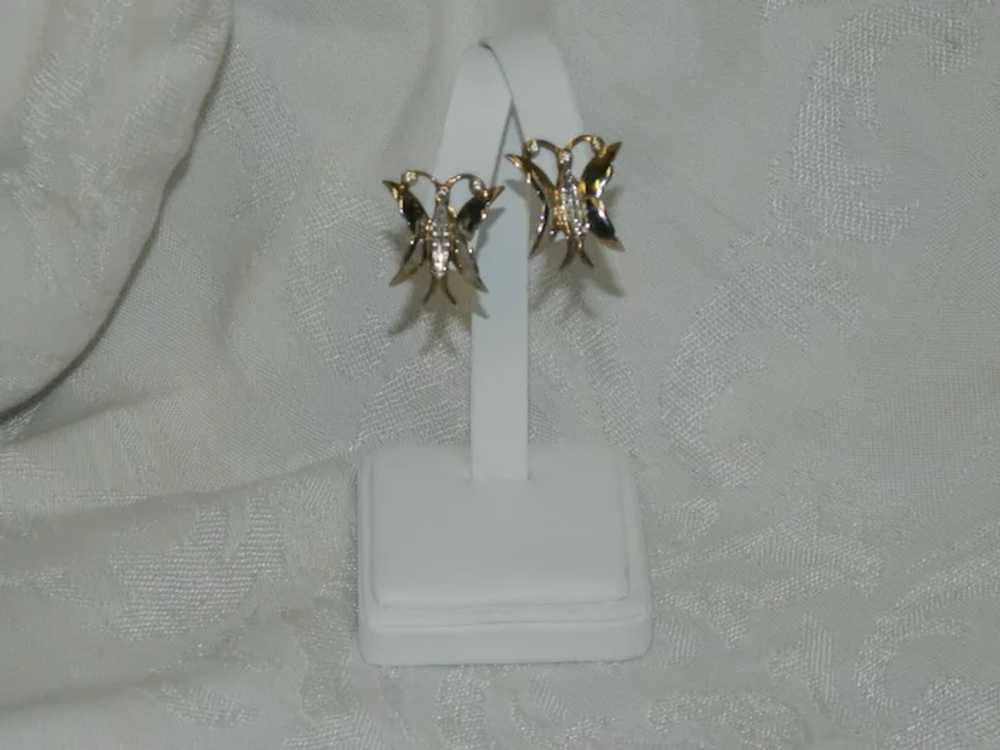 Exceptional Sterling Vermeil Glass Butterfly Earr… - image 4