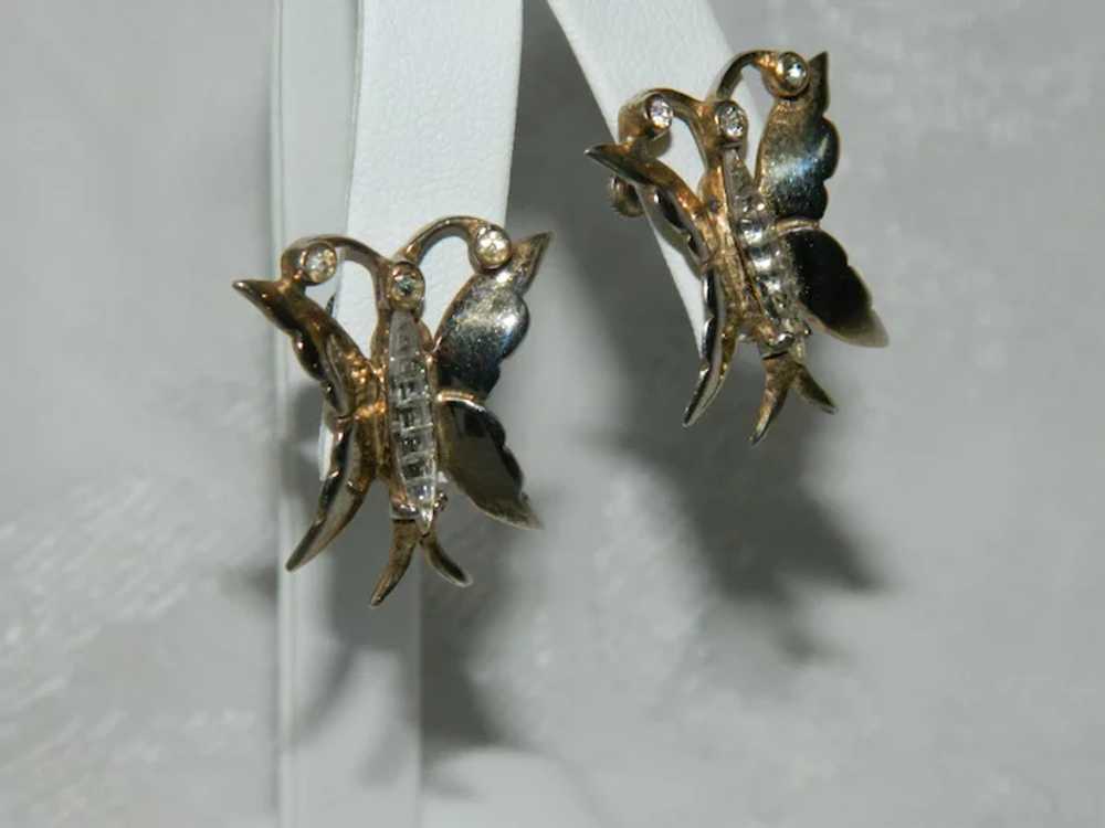Exceptional Sterling Vermeil Glass Butterfly Earr… - image 6