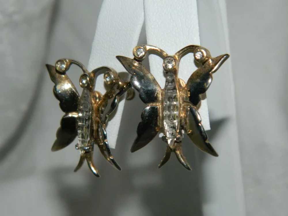 Exceptional Sterling Vermeil Glass Butterfly Earr… - image 7