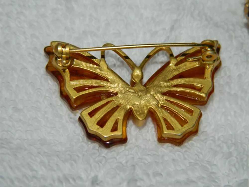 Beautiful Root beer Lucite Butterfly Scatter Pin … - image 2