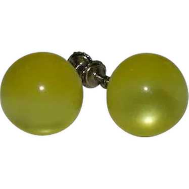 Rare Yellow Moonglow Screw Back Earrings - image 1