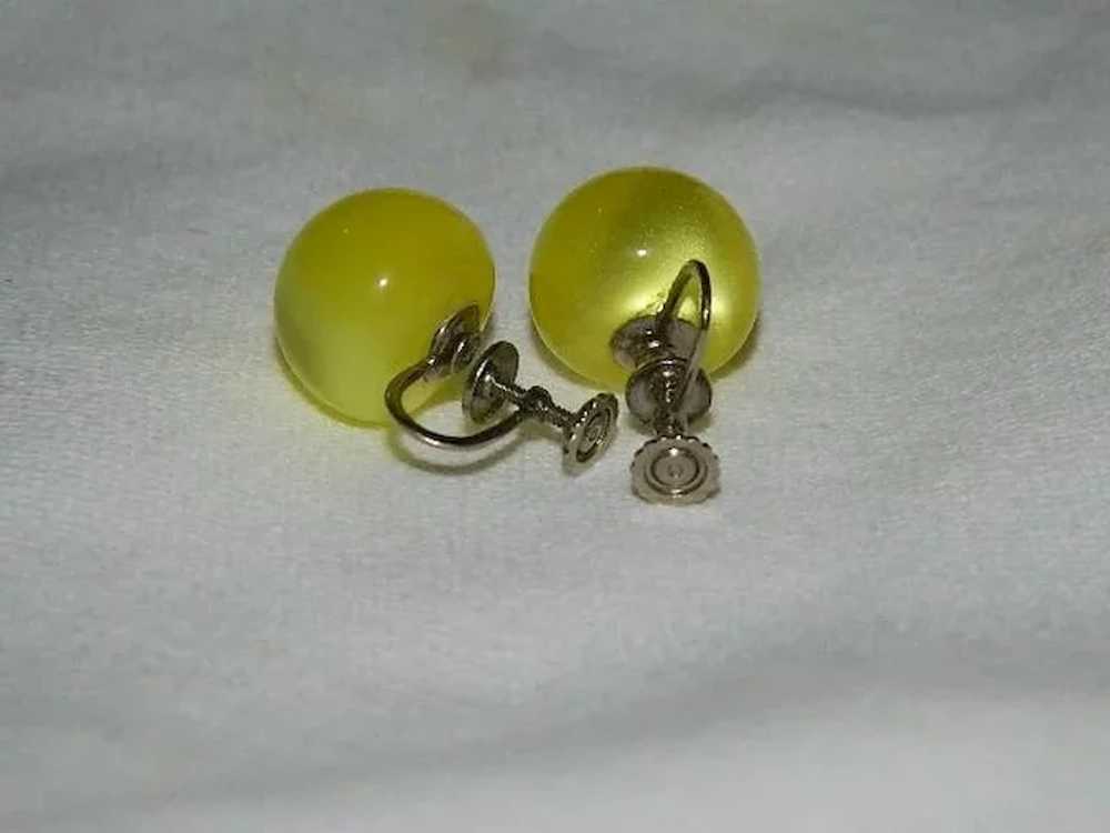 Rare Yellow Moonglow Screw Back Earrings - image 4