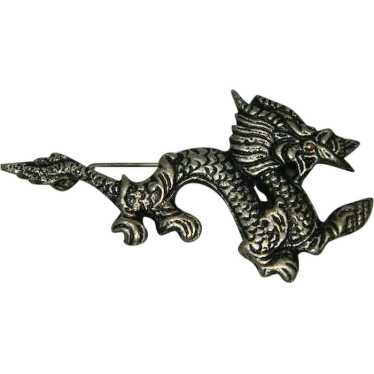 Vintage Pewter Dragon Pin Mystic Mythical