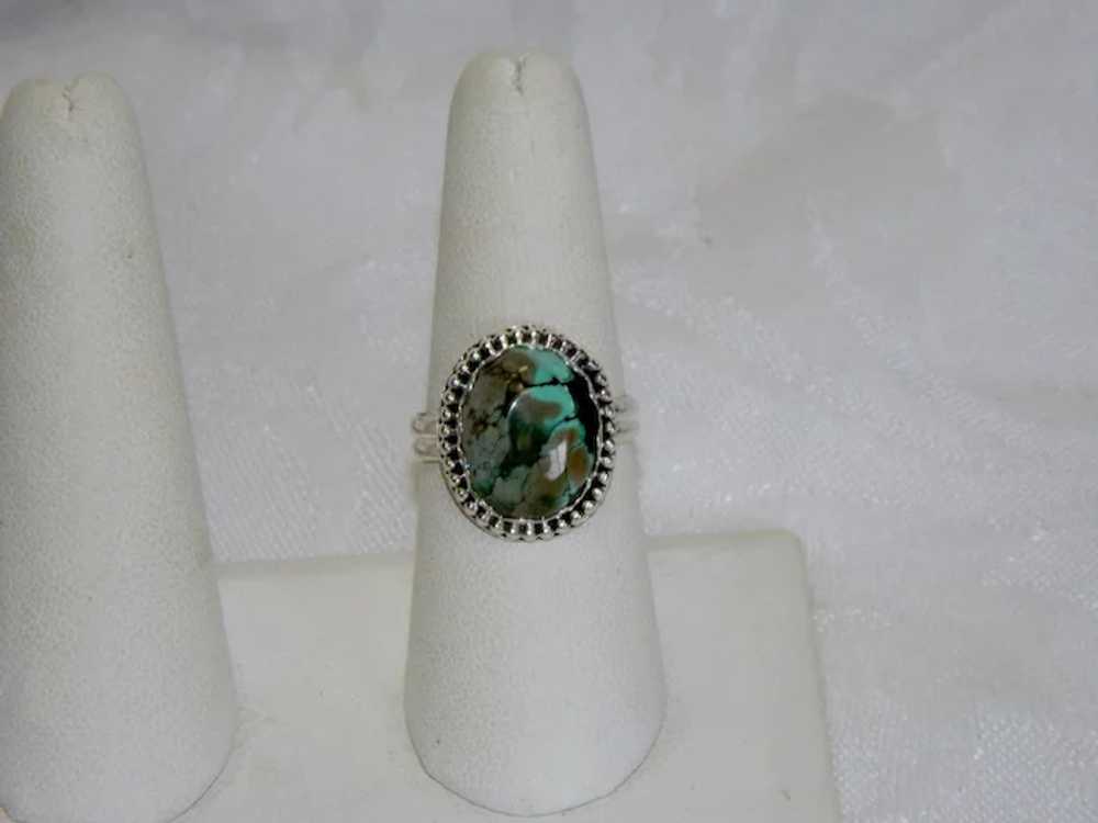 Gorgeous Spiderweb Turquoise Sterling Ring sz 8 - image 4