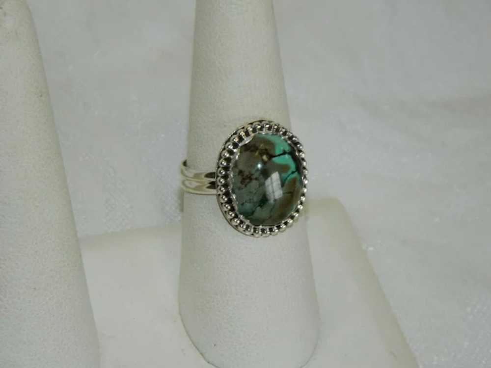 Gorgeous Spiderweb Turquoise Sterling Ring sz 8 - image 5