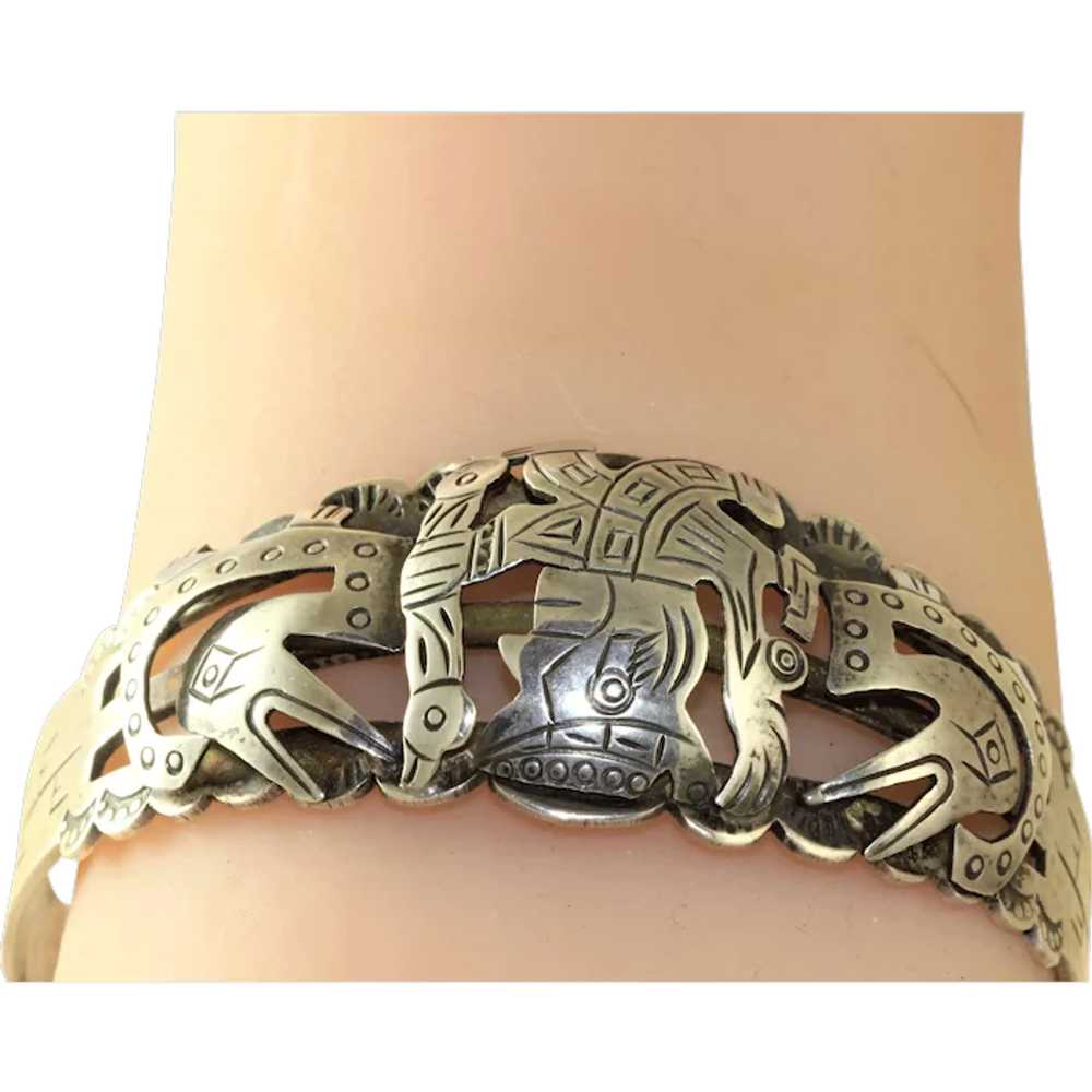 Sterling Silver Native Motif Bracelet Peru - image 1