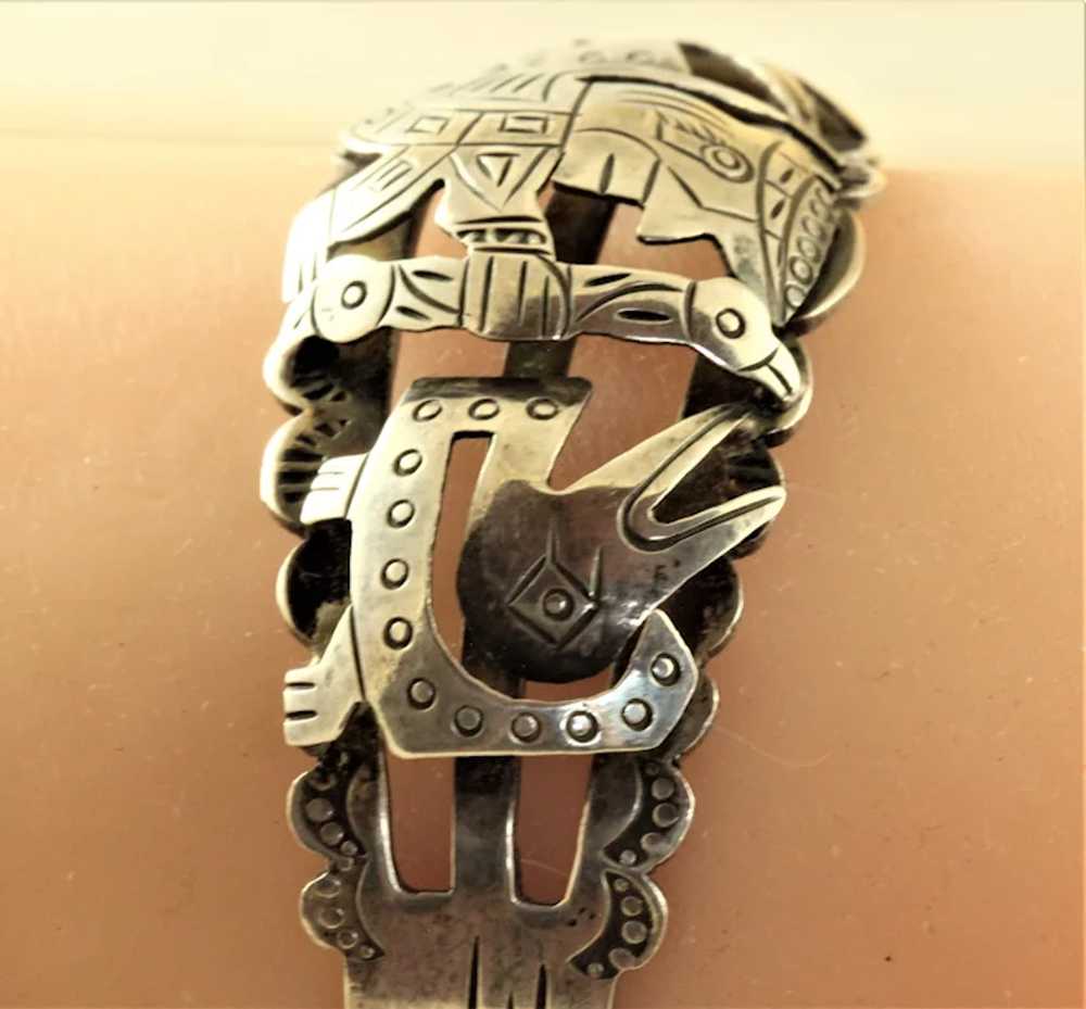 Sterling Silver Native Motif Bracelet Peru - image 2