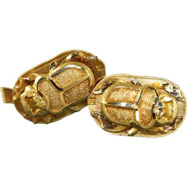 Estate 18K Scarab Cuff Links