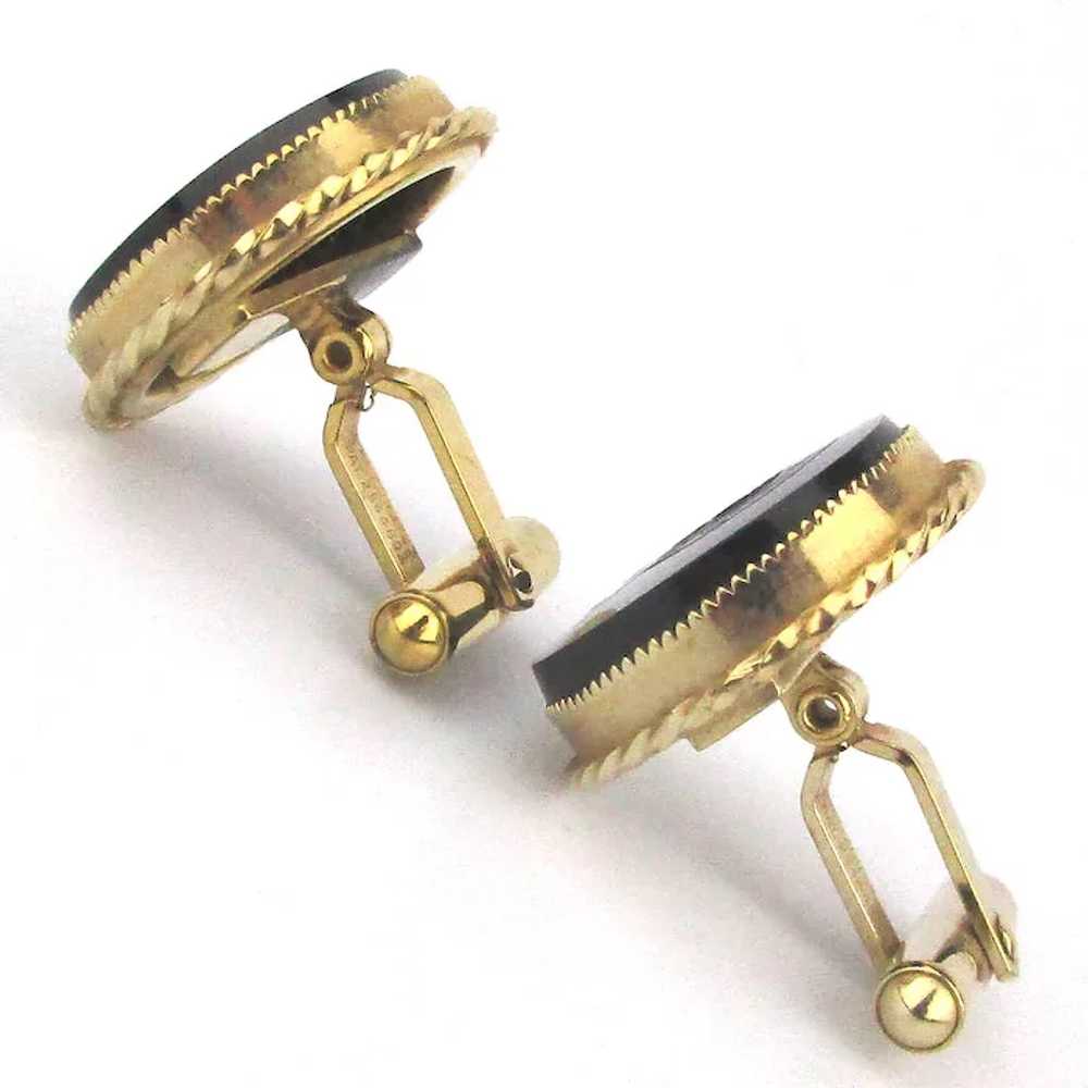 Gold-Filled Black Onyx Warrior Intaglio Cufflinks… - image 7