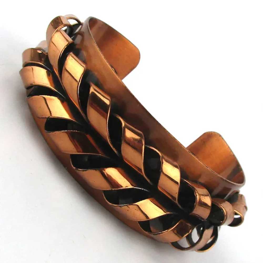 Modernist RENOIR Copper Cuff Bracelet - Twists n … - image 2